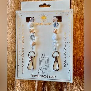 NWT - Beaded Phone Cross Body - Silver and White